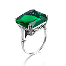 Szjinao Real 925 Sterling Silver 17*17mm Square Aquamarine Ring For Women Vintage Sparkling Massive Birthstone Jewelery Female D