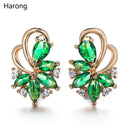 4 Color Noble Natural Zircon Flower Stud Earrings Red Green Color High Quality Earrings For Woman Aesthetic Luxury Jewelry Gift