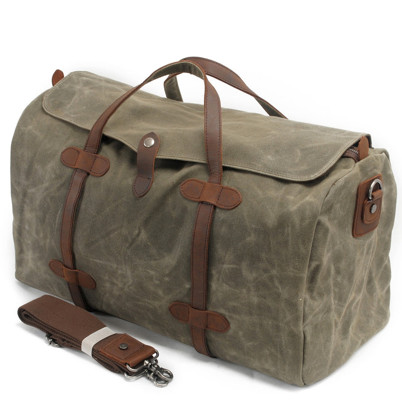 MUCHUAN Vintage puro algodón lona cuero viaje Duffle bolsas de gran capacidad fin de semana bolsa de noche hombres equipaje de mano grande