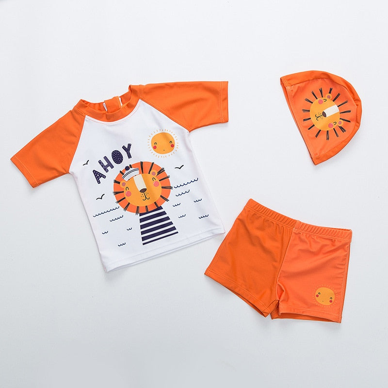 Swimwear for Children 3 Pieces Long Sleeve Swimsuit Kids Sun UV Protection Baby Bathing Clothes Child Toddler Swimming Suit Boys