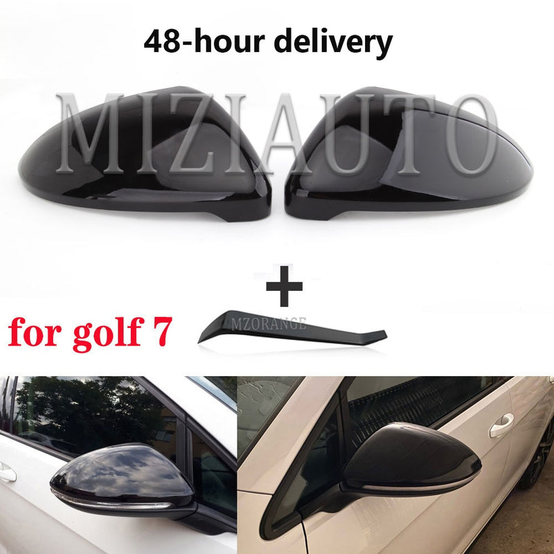 für VW Golf 7 MK7 7.5 GTI für Touran 2013-2020 Seitenrückspiegel-Abdeckkappen signalisiert Golf 7 Spiegelwerkzeugkoffer Bright Black