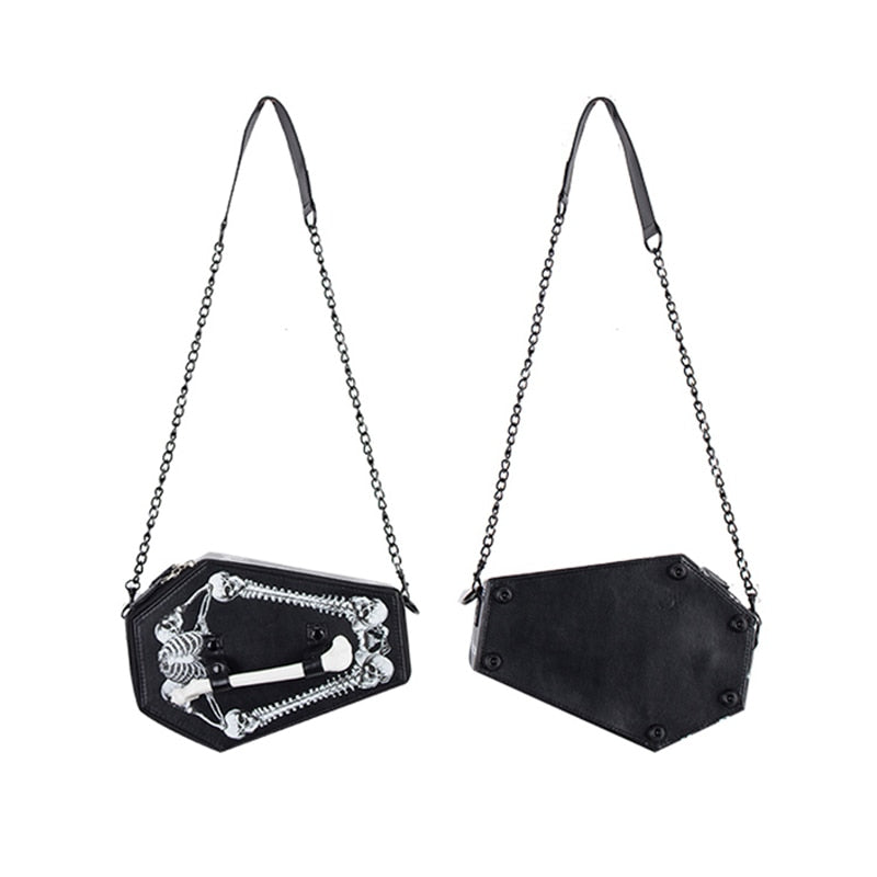 JIEROTYX Skulls Bats Design Womens Bags Handbags Crossbody Bags Girls Shoulder Messenger Bag Female Black Punk Gothic Drop Ship