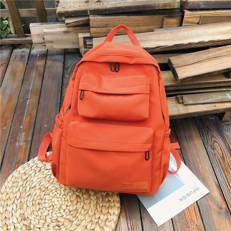 Große Kapazität Wasserdicht Nylon Frauen Rucksack Weibliche Multi Tasche Reine Farbe Reiserucksack Schultasche für Mädchen im Teenageralter Neu