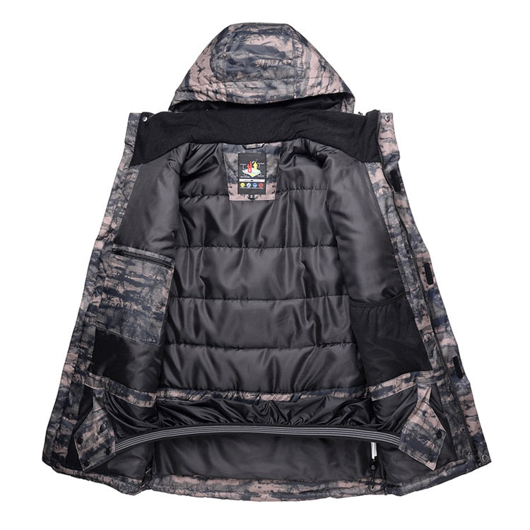 Nuevo traje de esquí de camuflaje para hombre, impermeable, transpirable, chaqueta de Snowboard, pantalones de nieve de invierno, trajes, conjuntos de esquí y snowboard para hombre