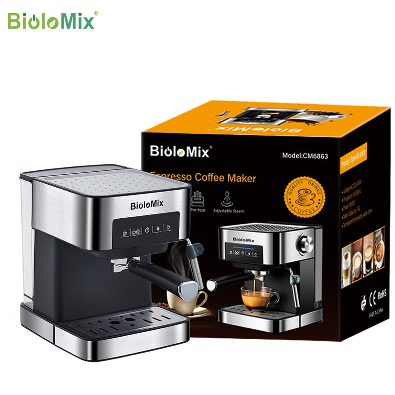 BioloMix 20 Bar Cafetera Espresso tipo italiano con varita espumadora de leche para Espresso, Cappuccino, Latte y Mocha