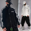 High Street Jacket Men Cashew Letter Print Reflective Windbreaker jacket Spring 2021 Patchwork Men's Bomber Jacket Couples