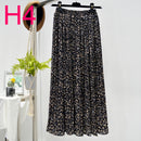 Summer Skirts Womens 2022 New Vintage Floral Print Chiffon Pleated Skirt Elastic High Waist Casual Midi Skirt Women Clothes Jupe