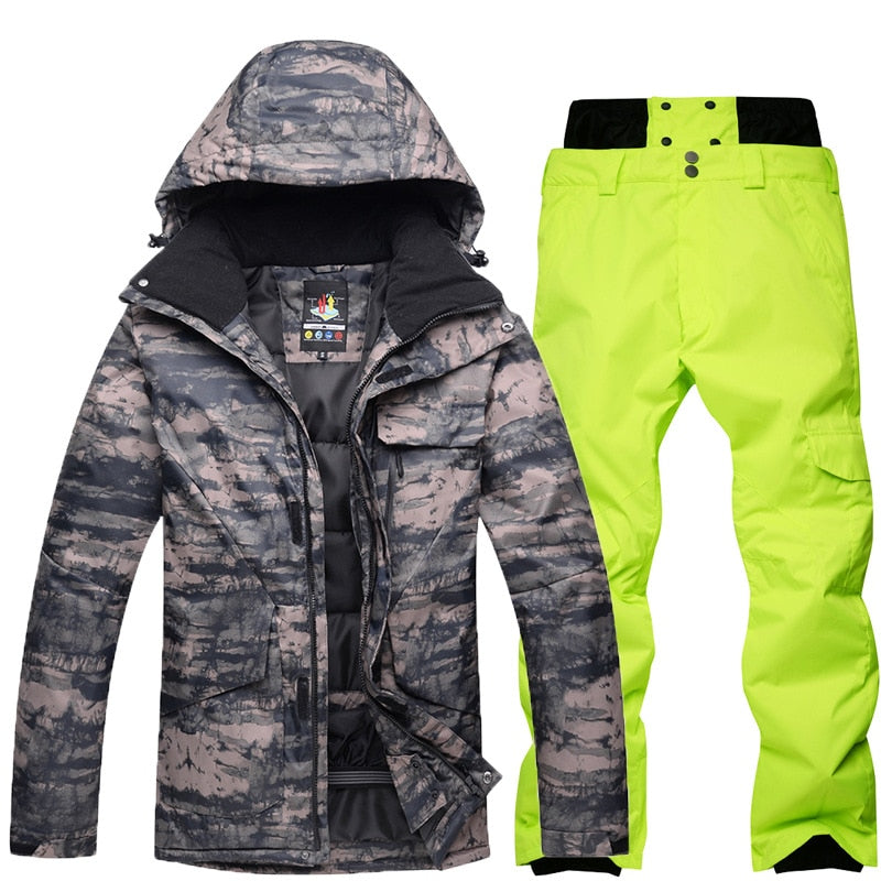 Nuevo traje de esquí de camuflaje para hombre, impermeable, transpirable, chaqueta de Snowboard, pantalones de nieve de invierno, trajes, conjuntos de esquí y snowboard para hombre