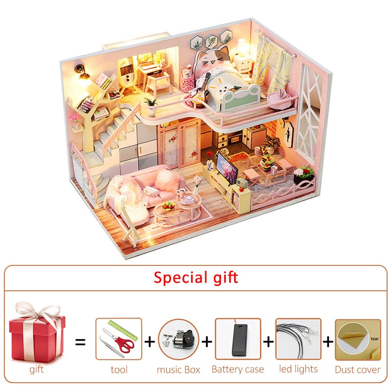 Diy Dollhouse Kit Roombox Miniaturartikel Tiny House Konditorei Holz Puppenhaus Möbel zusammenbauen Modell Kinder Spielzeug Geburtstagsgeschenk