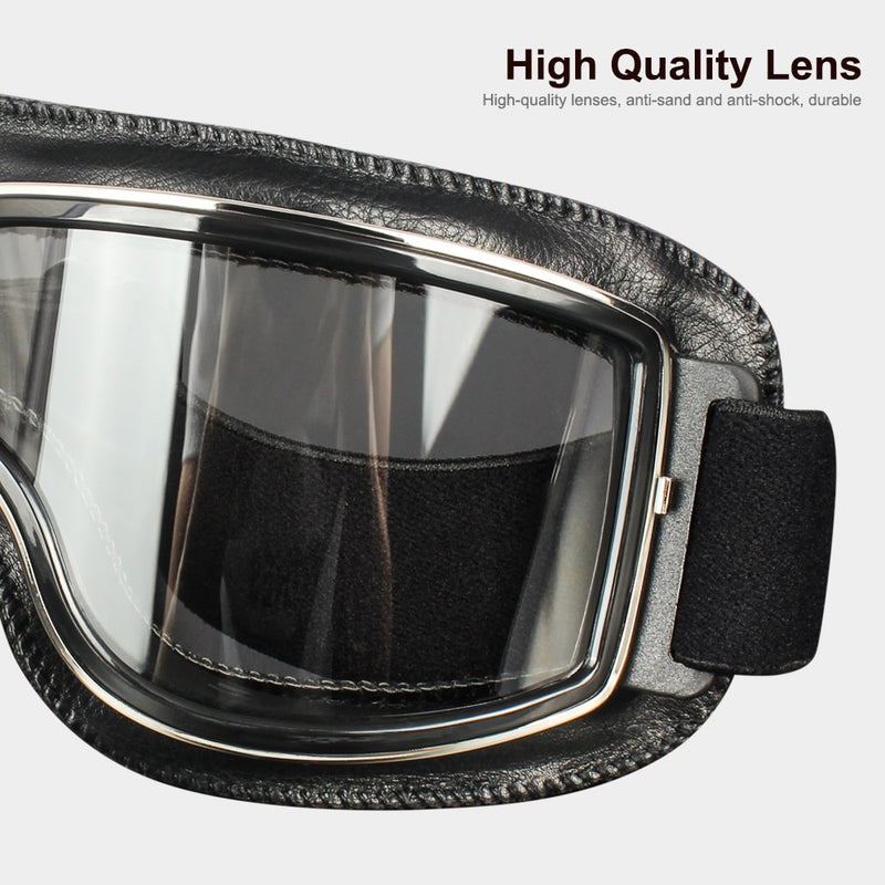 Vintage Motorcycle Helmet Goggles Anti-glare Windproof Leather Women Man Goggles Steampunk Safety Protective Glasses