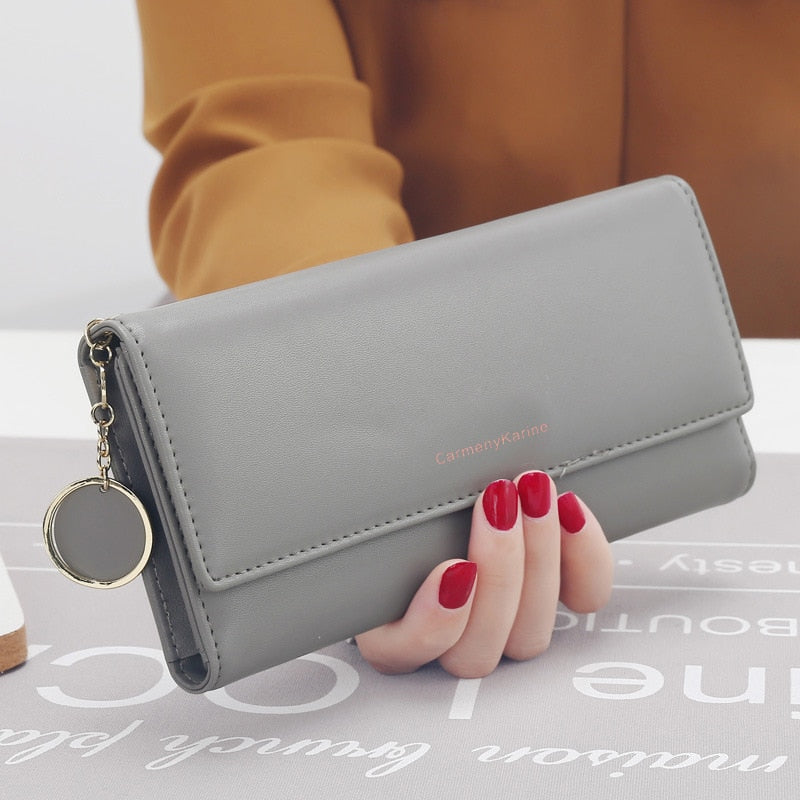 aliwood Brand Leather Women Wallets New Female Clutch Fashion Letter Long Tri-fold Wallet Purse Fresh Card Holder Cartera Mujer