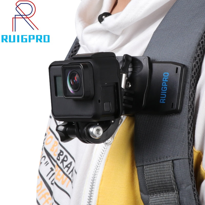 Para accesorios Go Pro, mochila con rotación de 360 ​​grados, abrazadera de Clip para GoPro Hero11 10 9 8 7 6 5Xiaomi yi para teléfono SJCAM SJ4000