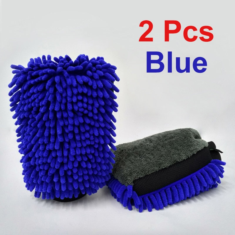 2 Pcs Ultra-Luxury Microfiber Car Wash Gloves Car Cleaning Tool Wheel Brush Multi-function Cleaning Brush Detailing