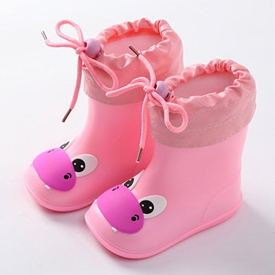 Children Rain Boots Rubber Boots Kids Water Shoes PVC Baby Cartoon Waterproof  Non-slip  Warm Winter