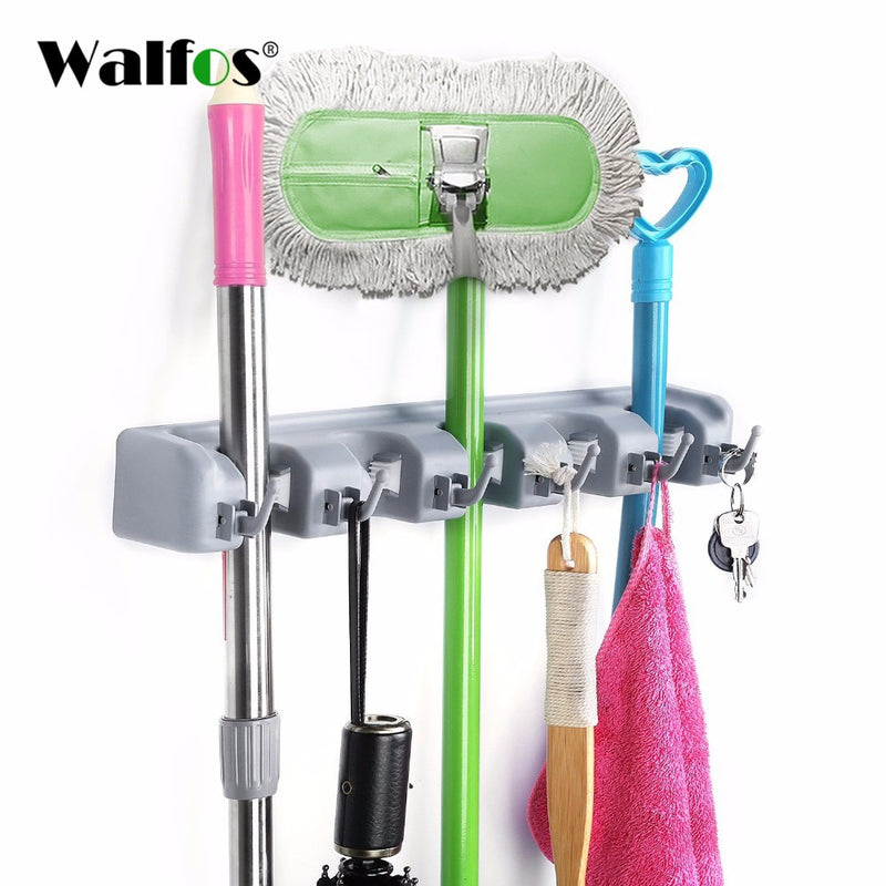 Kitchen Organizer Wall Mounted Kitchen Shelf Storage Holder for Mop Brush Broom Mops Hanger Organizer Too