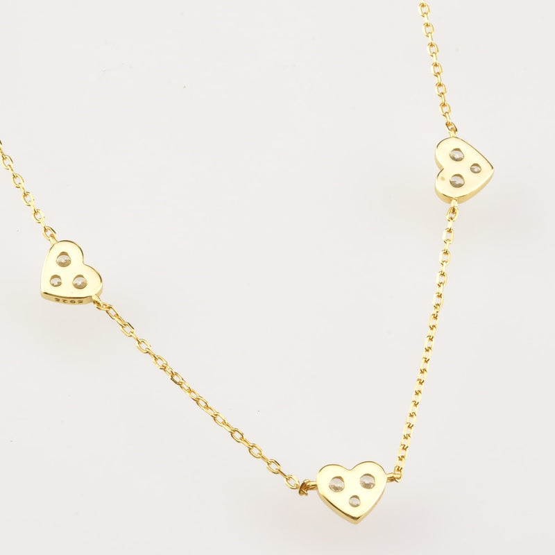 ANDYWEN 925 Sterling Silver Gold Love Heart Clear Rose Red Charm Long Chain Choker Necklace Pendant Women Wedding Luxury Jewelry