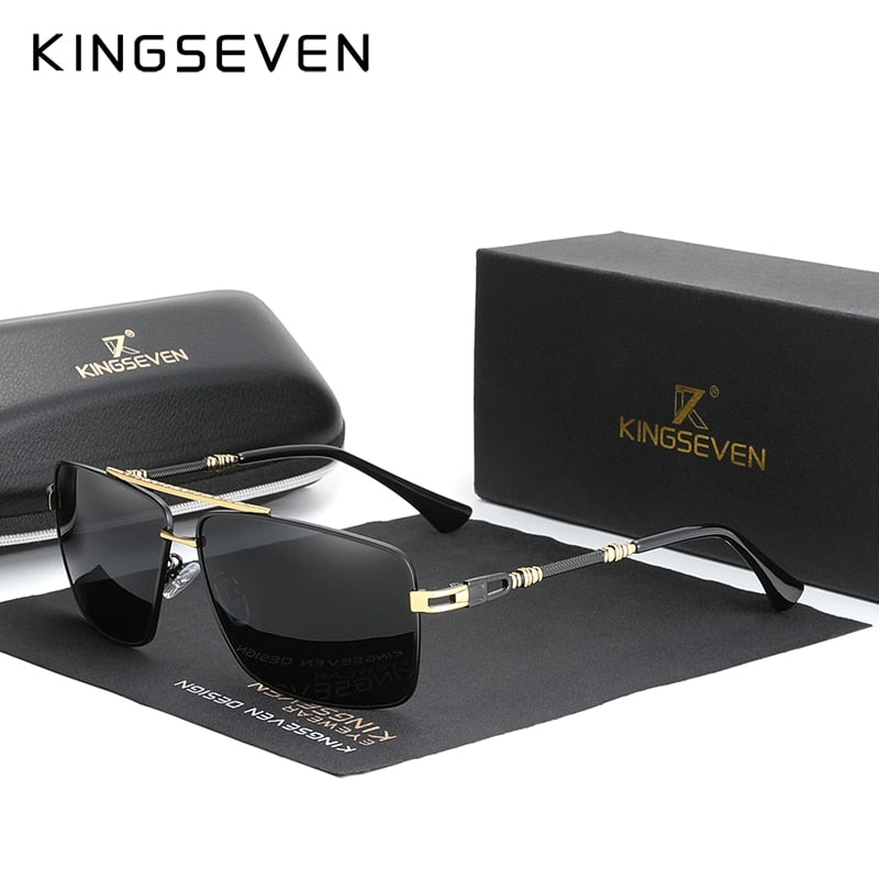 KINGSEVEN 2020 Neue Herrenbrille Struktur Design Tempel Sonnenbrille Marke Polarisierte Damen Edelstahl Material Gafas De Sol