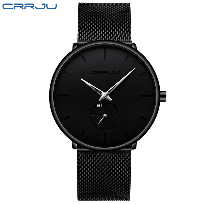 CRRJU Fashion Blue Men Watch Top Luxury Brand Minimalist Ultra-thin Quartz Watch Casual Waterproof Clock Relogio Masculino