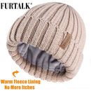 FURTALK, gorro de invierno para mujer, gorro con forro polar, gorro de invierno tejido para mujer y niña, rojo, negro, blanco, rosa y gris