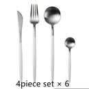 24Pcs/set Steak Knife Fork Coffee Spoon Teaspoon Gold Cutlery Kitchen Tableware Upscale Stainless Steel Western Tableware Set