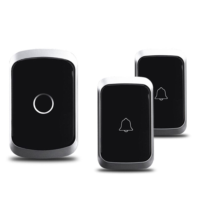 CACAZI Wireless Waterproof Doorbell 300M Remote US EU UK Plug LED Flash Home Cordless Door Bell Chime 1 2 Button 1 2 Receiver