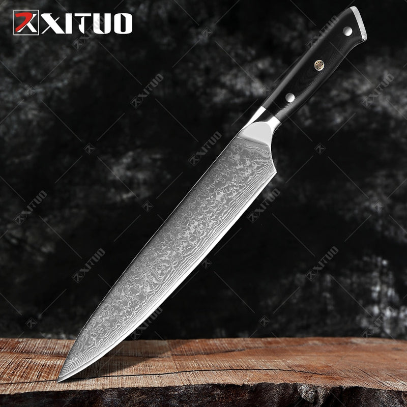 XITUO Damasco Chef cuchillo 1-8 piezas profesional Japón Sankotu Cleaver hueso cuchillos utilidad Kiritsuke pelado cuchillo de cocina