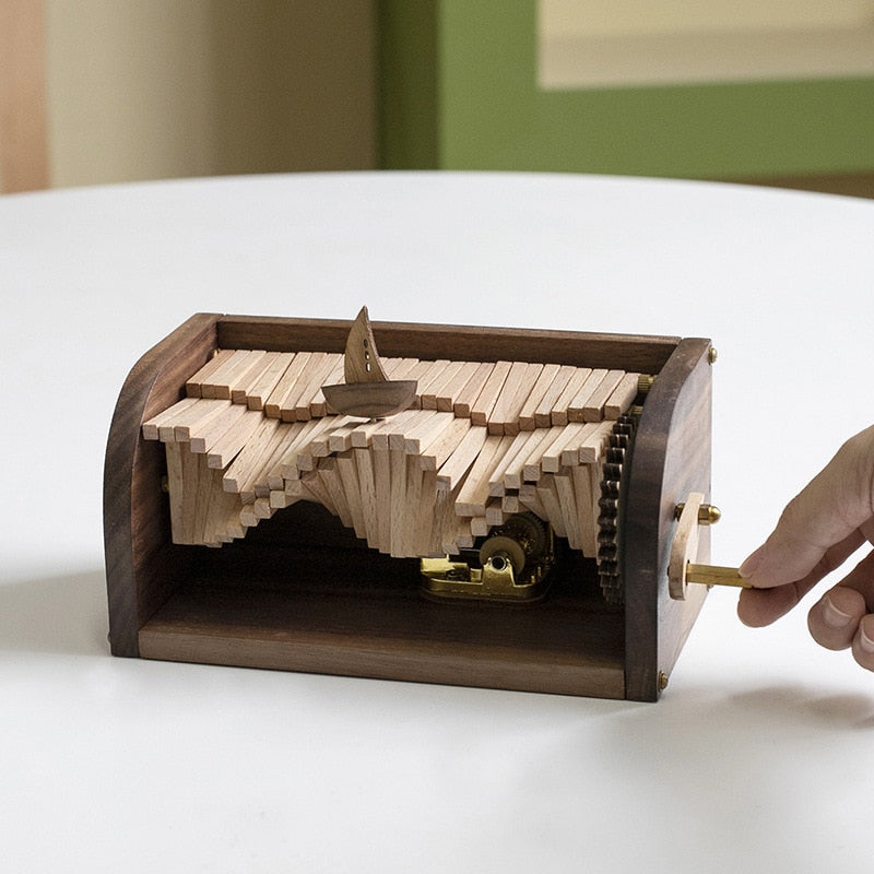 Caja de música de madera pura hecha a mano madera pura hecha a mano la canción de perseguir las olas caja de regalo embalaje moderno Simple regalo de Festival