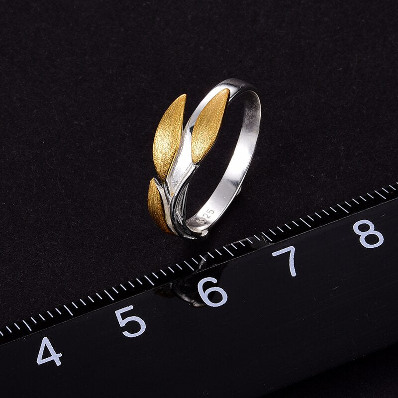 Lotus Fun Real 925 Sterling Silver 18K Gold Rings Handmade Fine Jewelry Creative Minimalist Design Leaves Rings for Women Bijoux