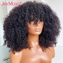 200 Density Curly Wig With Bangs Human Hair Wigs Machine Made Fringe Short Bob Wig Thick Afro Kinky Curly Wigs For Black Women