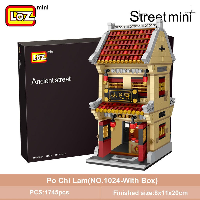 LOZ Mini Block Mini Chinatown Big China Street Chinese Tradition Tea House Pharmacy Inn Special Model DIY Assembly Toys