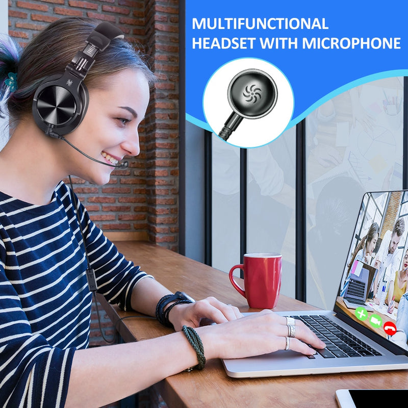 Auriculares para juegos de ordenador Oneodio A71D con micrófono desmontable con cable sobre la oreja auriculares de centro de llamadas para PC Skype Office Gamer