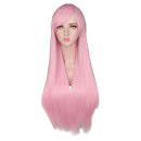 QQXCAIW Lange Gerade Cosplay Rot Schwarz Lila Rosa Blau Splitter Grau Blond Weiß Oragen Braun 80 cm Kunsthaarperücken