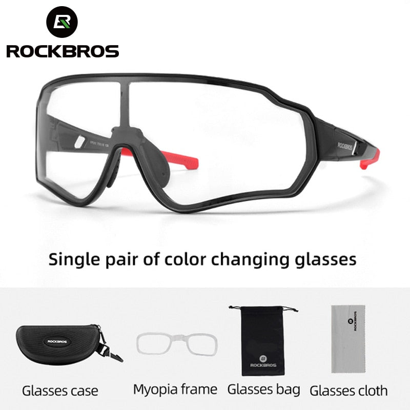 ROCKBROS Photochromic Cycling Glasses Men Women Outdoor Sport Hiking Sunglasses Photochromic Eyewear Inner Frame Bicycle Glasses