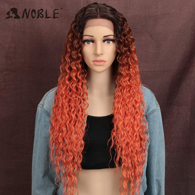 Noble Synthetic Lace Wig Long Wavy Hair 30 Inch Ombre Blonde Wigs For Black Women Blonde Wig Hair Synthetic Lace Wig