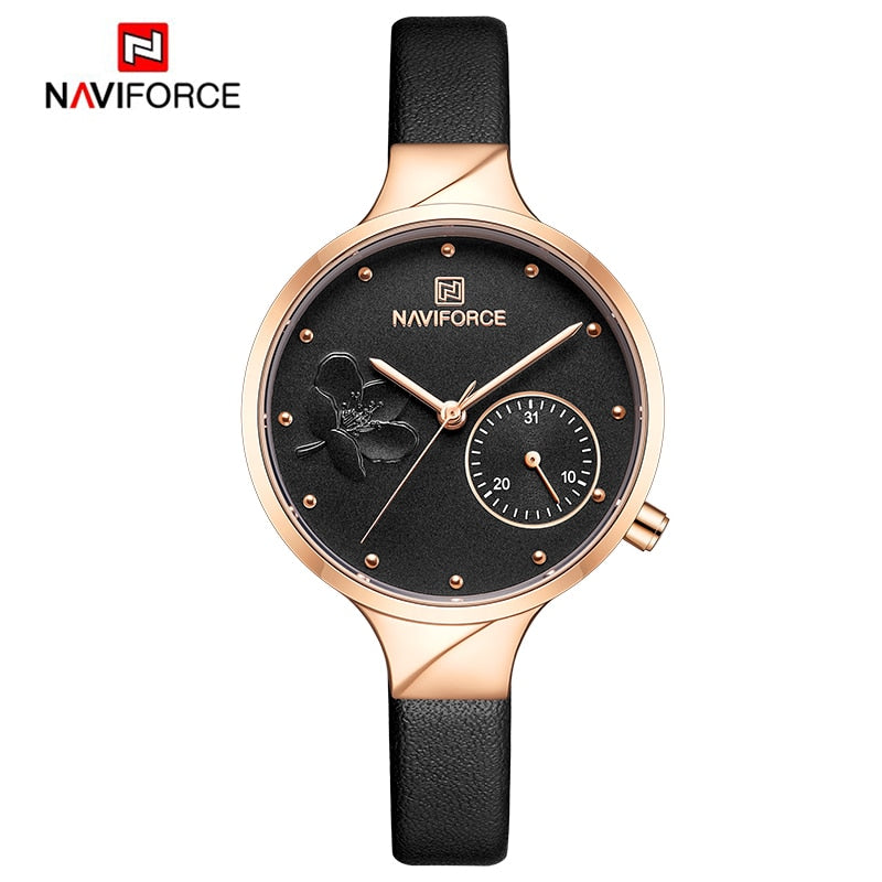 NAVIFORCE Women Watches Top Brand Luxury Fashion Female Quartz Wrist Watch Ladies Leather Waterproof Clock Girl Relogio Feminino