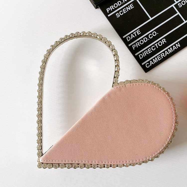 Luxury Heart-shaped Diamond Leather Women Party Clutch Bag Purses and Handbags Evening Bag Female 2020 Designer Bags Wedding Bag