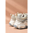 BeauToday Women Chunky Sneakers Synthetic Leather Mesh Patchwork Round Toe Lace-Up Thick Sole Ladies Breathable Shoe 29402