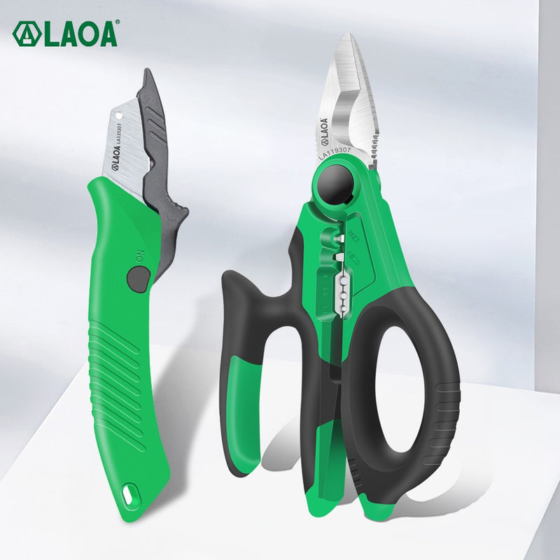 LAOA Electrician Cable Stripping Knife Stainless Wire Cutter Stripper Utility Knife Rubber Handle Hand Tools