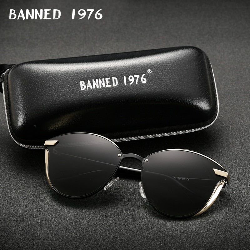 BANNED 1976 Luxury Women Sunglasses Fashion Round Ladies Vintage Retro Brand Designer Oversized Female Sun Glasses Oculos Gafas