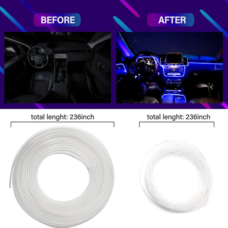 Car Atmosphere Light Ambient Interior Decoration App Sound Control Wireless RGB Neon Led Strips Auto Flexible Lamps