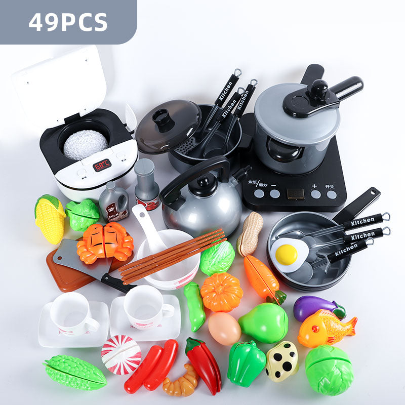Kids Pretend Play Toy Mini Kitchen Toys Cookware Pot Pan Simulation Kitchen Utensils Cooking Toys For Boys
