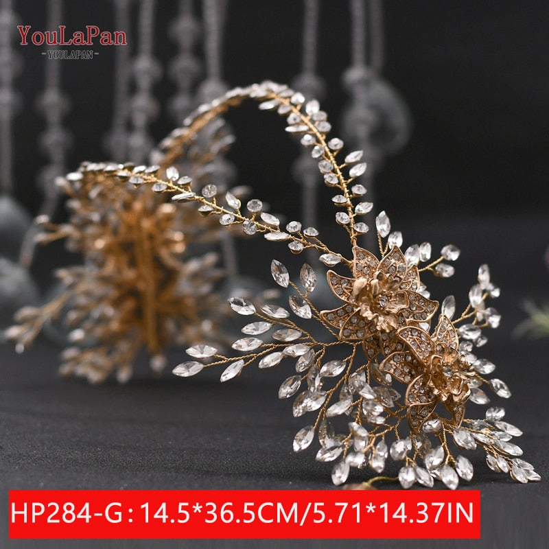 YouLaPan HP312 Bridal Hair Pieces Bridemaids Head Pieces Crystal Headbands for Women Jeweled Hair Accessories Rhinestone Tiara