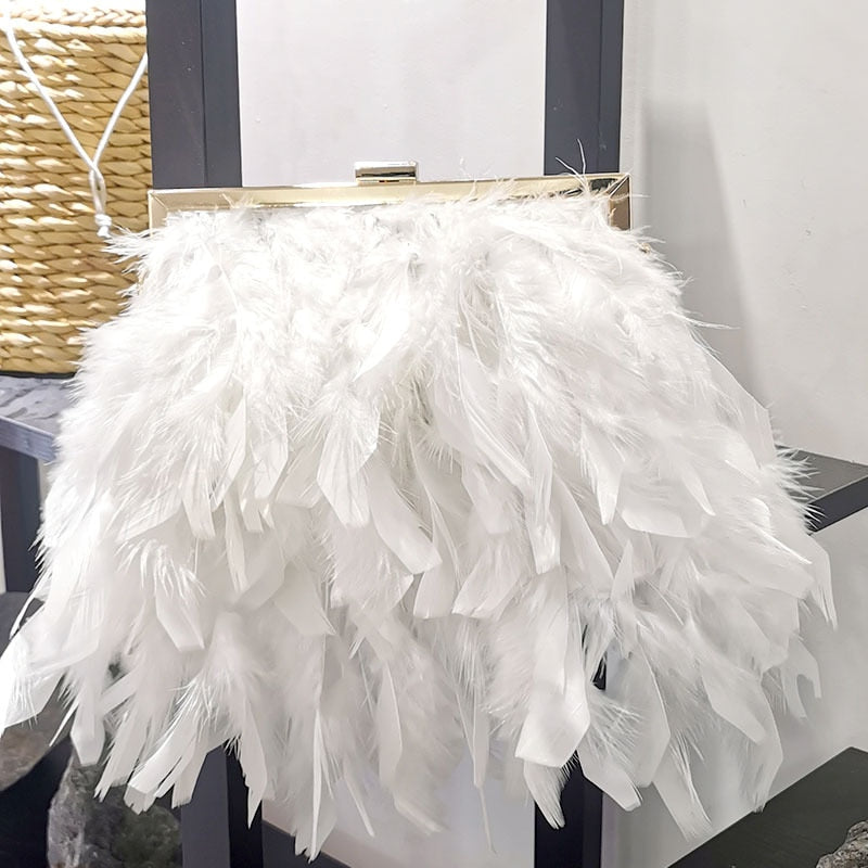 Bolso de mano Luxy Moon Feather, bolso de mano de noche para mujer, bolso de hombro con cadena de perlas blancas, bolsos de lujo para mujer, bolso de fiesta de diseño ZD1647