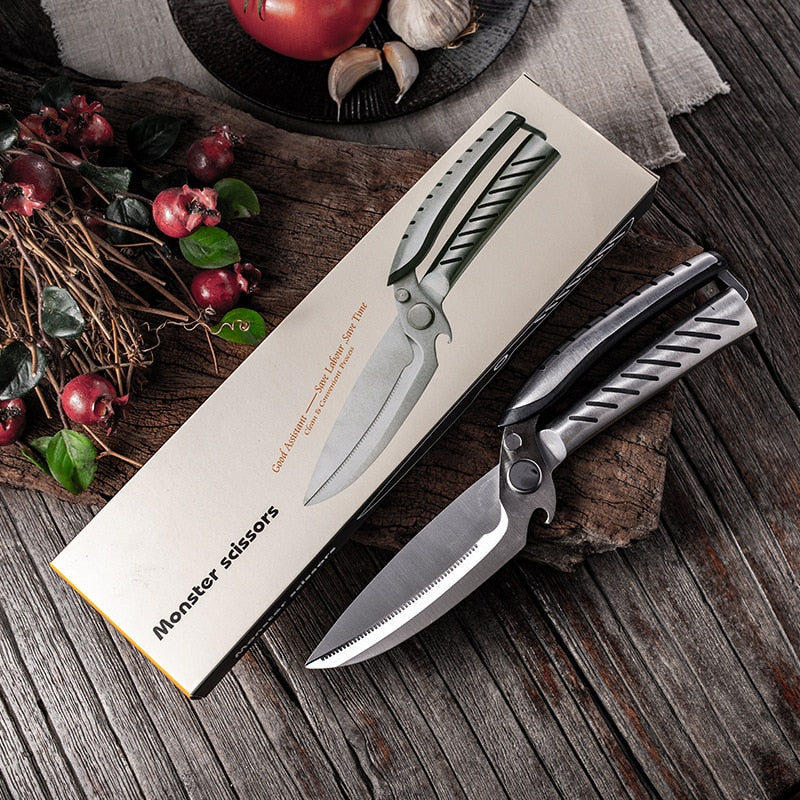 SHUOJI Multifunktionale Küchenschere Messer Abnehmbare Edelstahlschere Kochen Hühnerknochen Starkes Scherenmesser