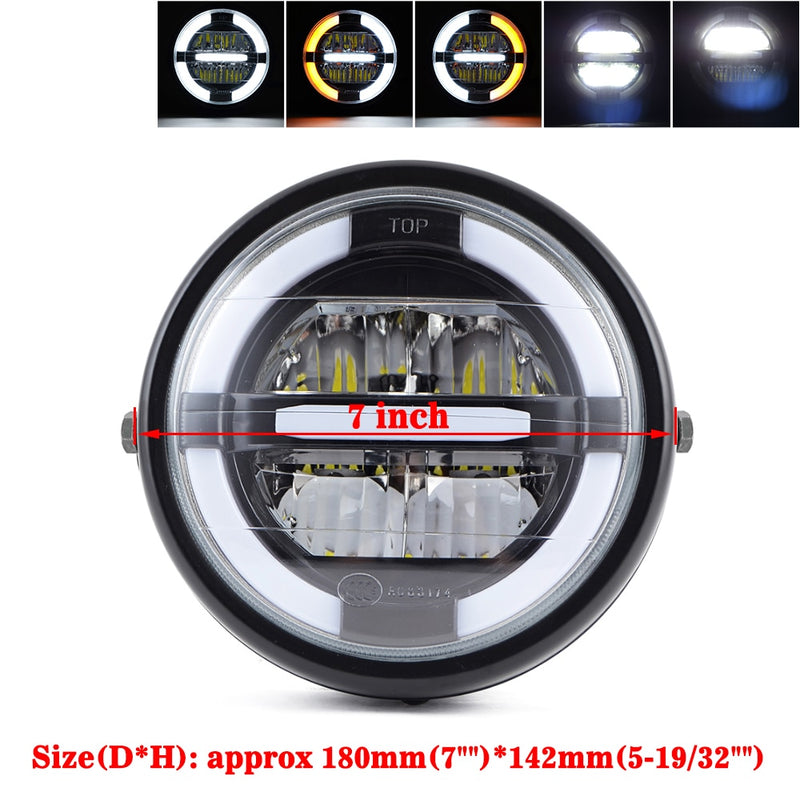 7.5 inch Universal Cafe Racer Round Motorcycle LED Head lamp Headlamp Distance Light Refit 7.5" Motorcycle Headlight Cafe Racer