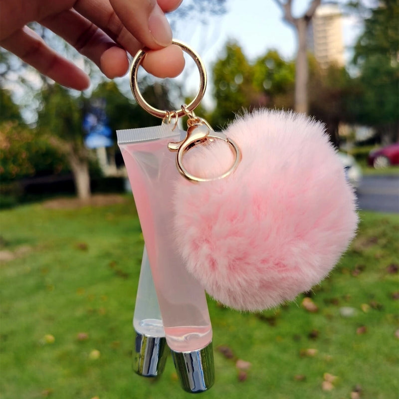 Private Label Clear Custom Kids No Logo Luxury Non Sticky Make Your Own Vegan Pink Key Chain Keychain Lip Gloss