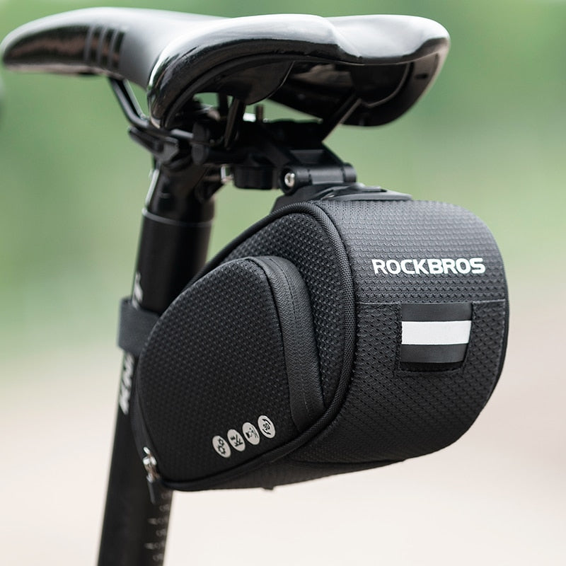 Bolsa de bicicleta a prueba de lluvia ROCKBROS, bolsa de sillín de bicicleta a prueba de golpes para tija de sillín de gran capacidad trasera reflectante, accesorios para bolsa de bicicleta MTB