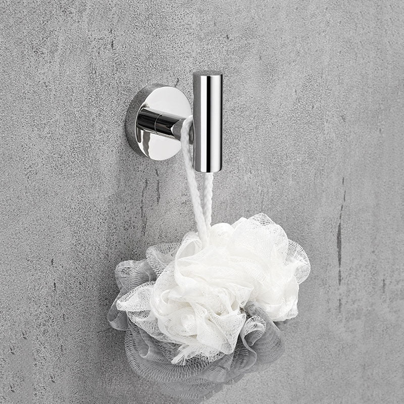 Shining Mirror Bathroom Hardware Set Round Towel Bar Toilet Paper Holder Towel Ring Robe Hook Stainless Steel DIY