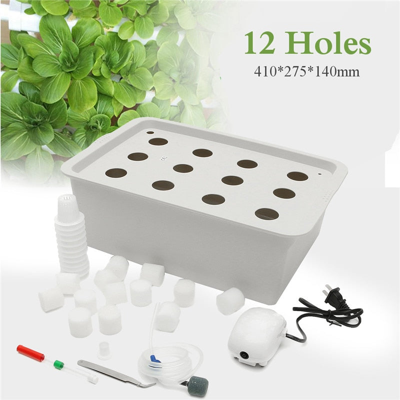 12 Holes Plant Site Hydroponic Garden Pots Planters System Indoor Garden Cabinet Box Grow Kit Bubble Nursery Pots