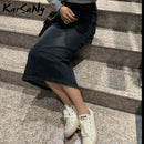 KarSaNy Denim Rock Lange Gerade Röcke Damen Sommer Blau Vintage Rock Jeans Damen Denim Lange Röcke Für Damen Sommer 2021